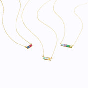 Custom Multi-Birthstone Horizontal Bar Necklace