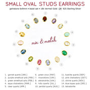 Dainty Birthstone Bezel Set Oval Stud Earrings