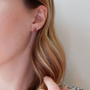 Dainty Birthstone Bezel Set Oval Stud Earrings