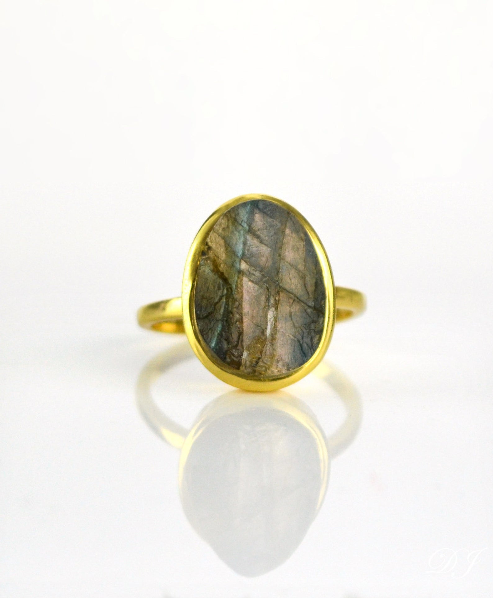 Rough Cut Labradorite Ring