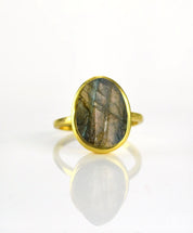 Rough Cut Labradorite Ring