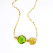 Personalized August Birthstone & Initial Charm Necklace, 925 Sterling Silver, 18k Vermeil Gold, Custom Peridot Quartz Gem Station Necklace, Minimalist Gemstone Necklace, Christmas Gift for Women Girls