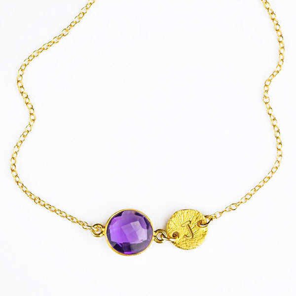 Amethyst initial necklace deals
