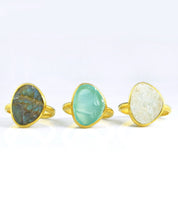 Rough Cut Labradorite Ring