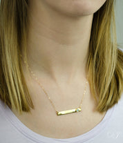 April Custom Bar Necklace with Bezel Birthstone