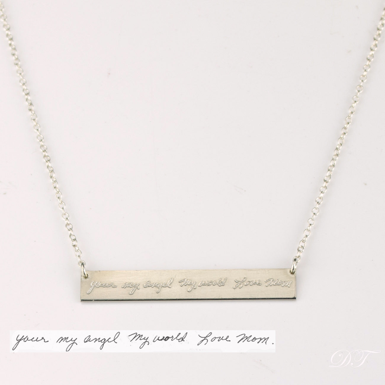 Large Engraved Bar Necklace - Sterling Silver or Gold-Plated