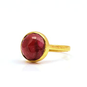 Ruby round bezel set ring - July Birthstone