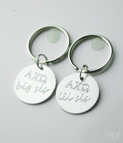 Personalized Monogram Round Circle Silver Keychain