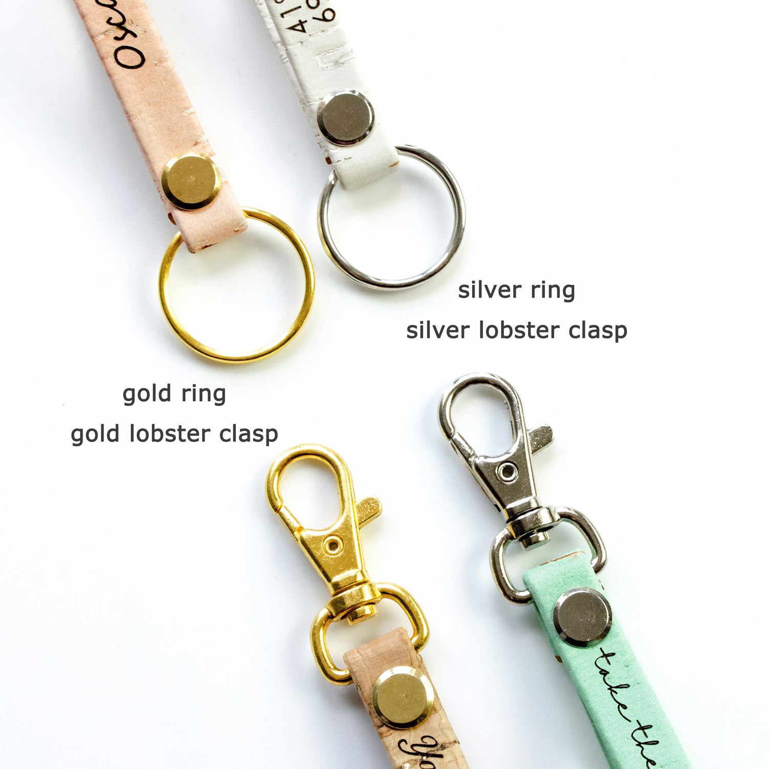 Danique Jewelry Personalized Leather or Cork Keychain Ring