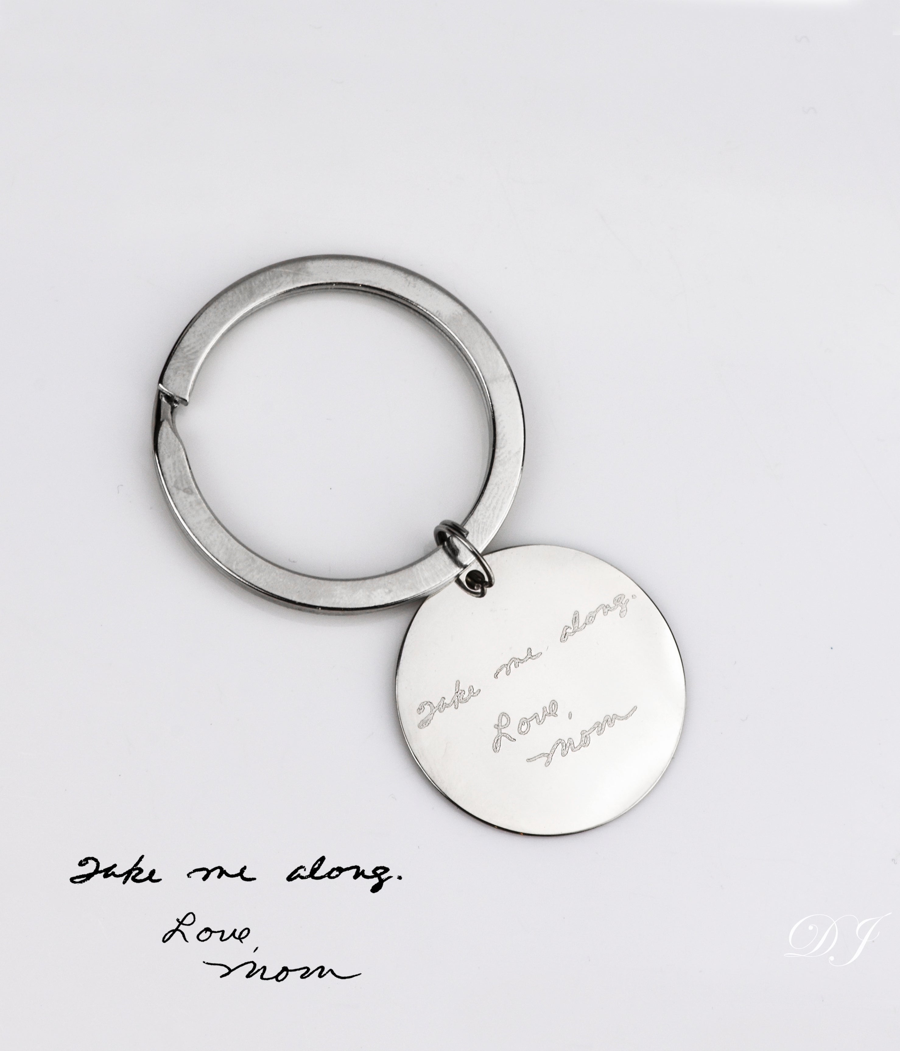 Personalized Monogram Round Circle Silver Keychain