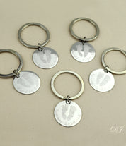 Personalized Monogram Round Circle Silver Keychain