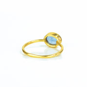 rear view of gold kyanite ring. september birthstone, birthstone jewelry, birth month jewelry, birthstone ring, september ring. stack set, stacking rings, gemstone ring, birthstone ring, mother's day gift for her, gift for mom, gift for fiance, gift for girlfriend, wedding jewelry, bridesmaid jewelry, anniversary jewelry, anniversary gift, birthday gift, christmas gift, valentine's day gift, valentine's day rings, dainty ring, cocktail ring, statement ring, bezel set