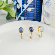 Oval Blue Goldstone Cabochon Ring