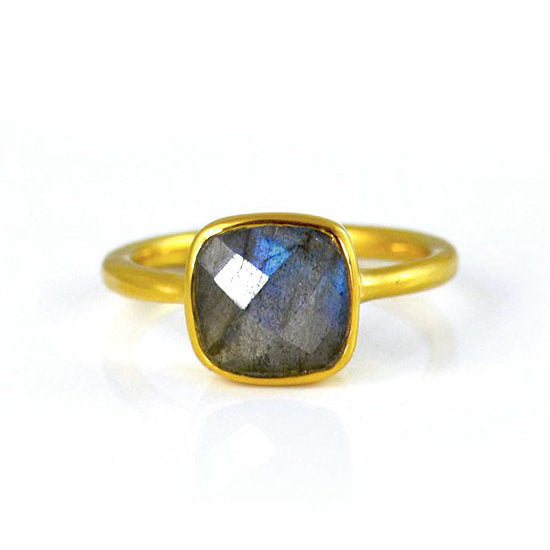 Gold plated labradorite ring, birthstone jewelry, gray gemstone ring, square cushion faceted labradorite, Bezel set ring, Sterling silver ring, labradorite gift, birthday gift, ring for her, birthstone ring, birthstone 