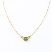 Oval Cut Birthstone Bezel Connector Necklace