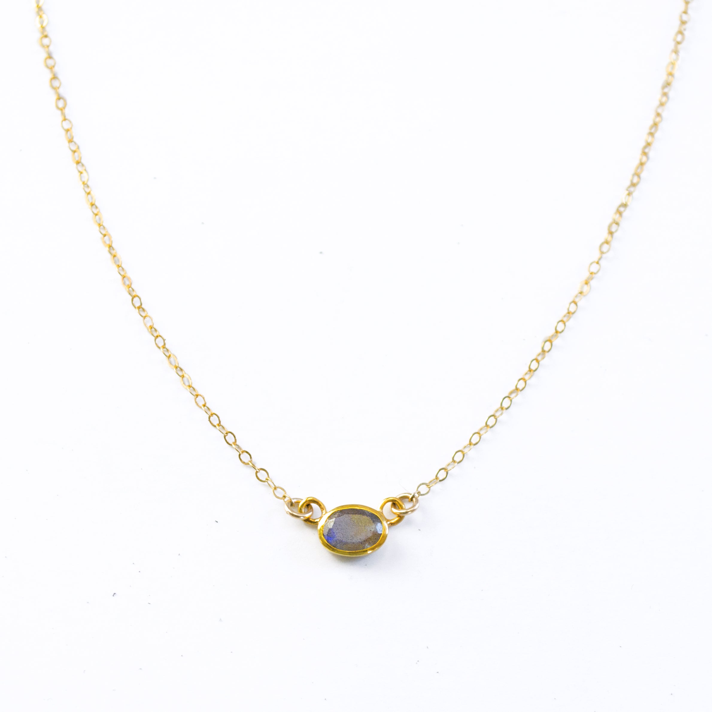 Oval Cut Birthstone Bezel Connector Necklace