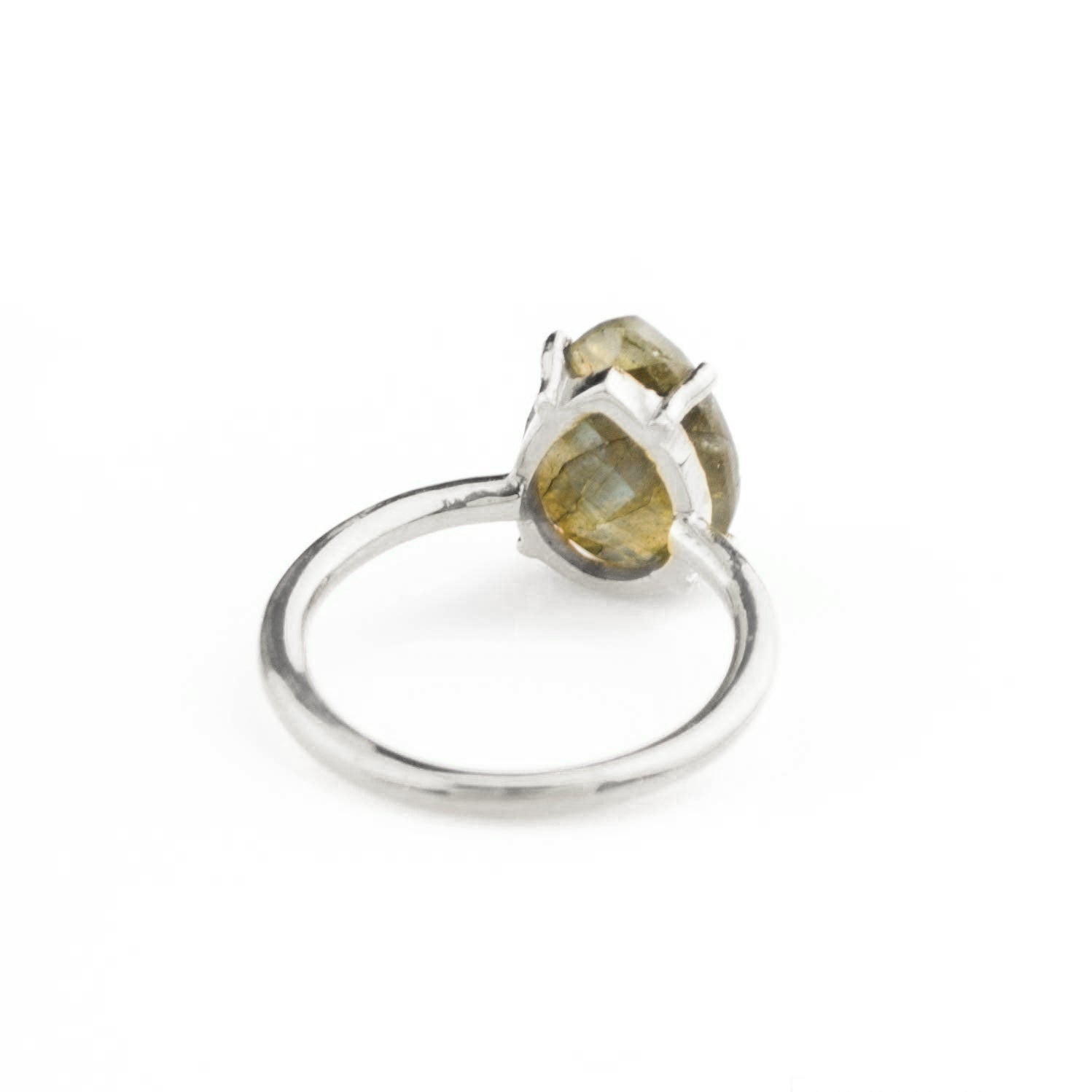 Labradorite Teardrop Prong Set Ring • August Birthstone