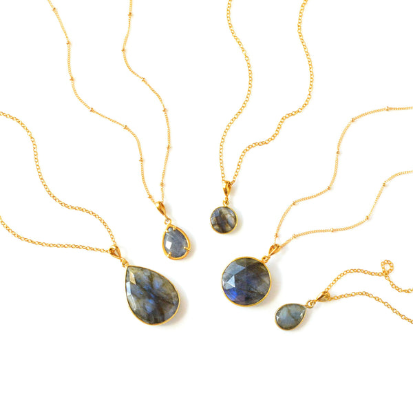 1pc Natural Labradorite Moonstone Pendant Necklace, Random Size & Color,  Perfect Festival Gift | SHEIN UK