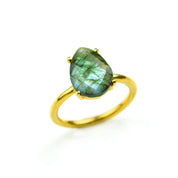 Labradorite Teardrop Prong Set Ring • August Birthstone