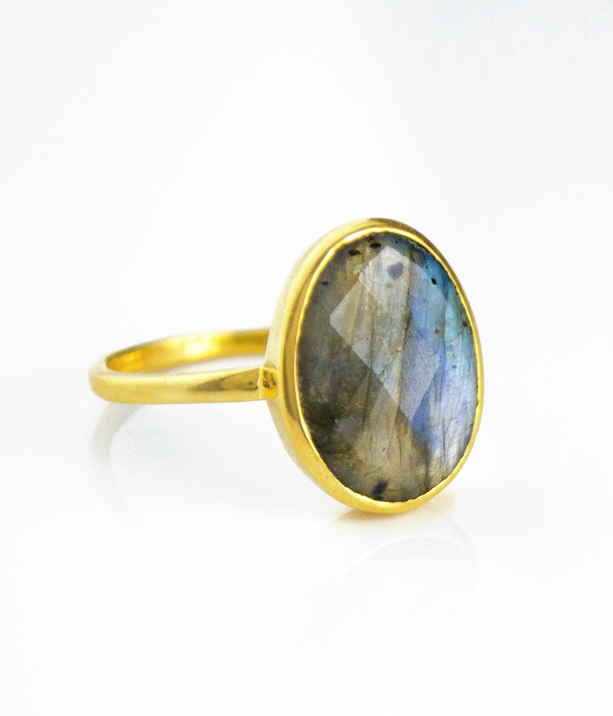 Labradorite Teardrop Oval Ring