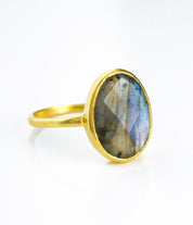 Labradorite Teardrop Oval Ring