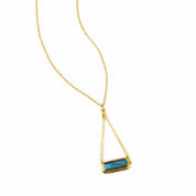 Labradorite Adira Bar Triangle Pendant Necklace, Sterling Silver, Gold Vermeil, Modern Boho Chic Frame Pendant Necklace for Women, Flashy Labradorite