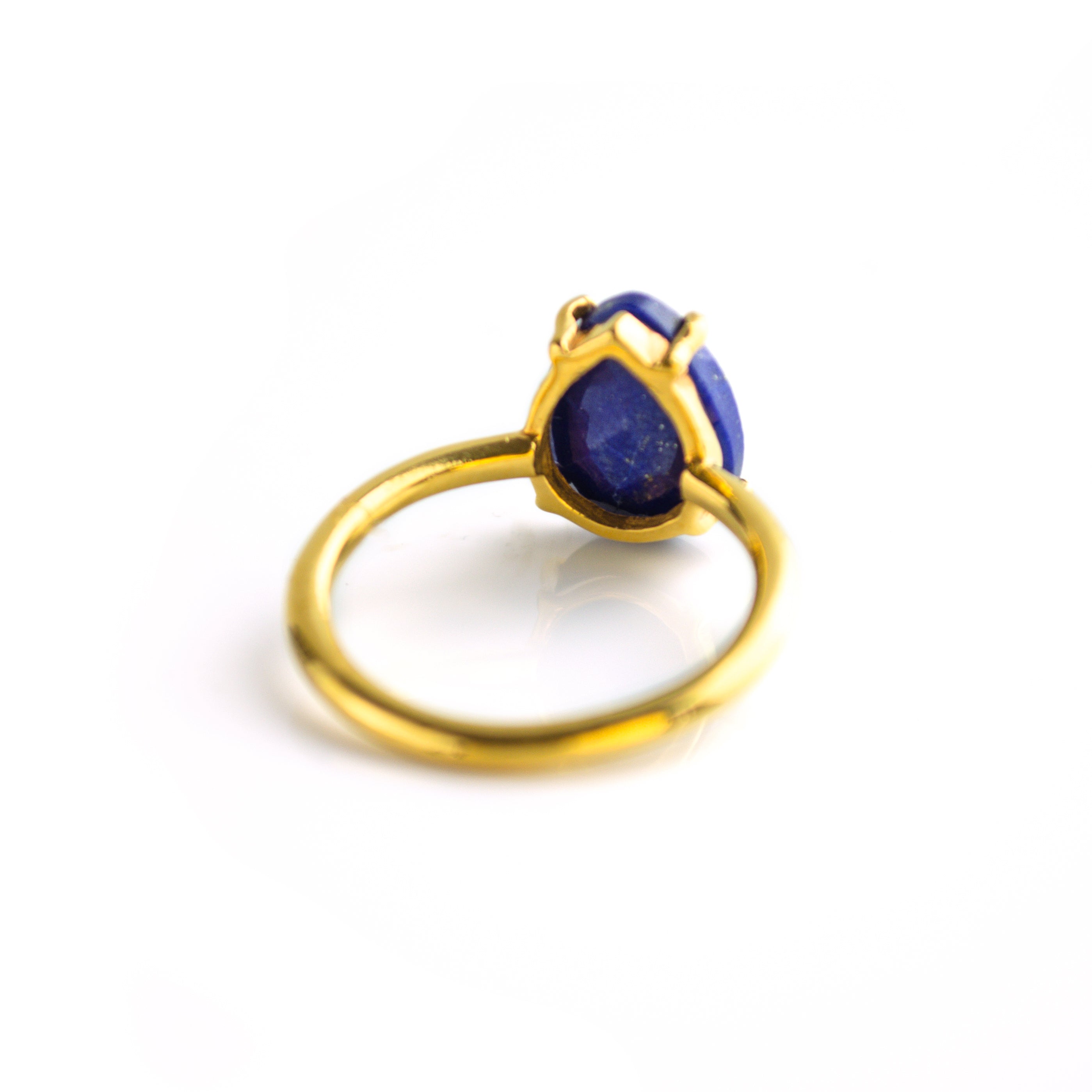 Lapis Lazuli Teardrop Prong Set Ring • September Birthstone