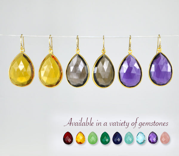 Faceted Smoky Quartz Teardrop Bezel Set Earrings