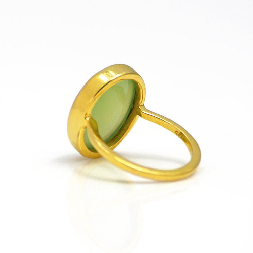 Green Chalcedony Oval Ring - August Birthstone