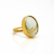 Green Amethyst Oval Ring - February Birthstone
