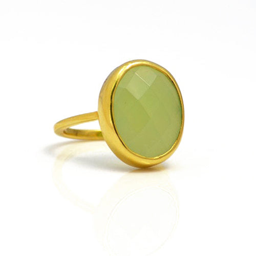 Green Chalcedony Oval Ring - August Birthstone