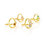 Open Oval Ring Collection One Stone Two Stones Three Stones Mom and Kid Stones Yellow Gold Rings