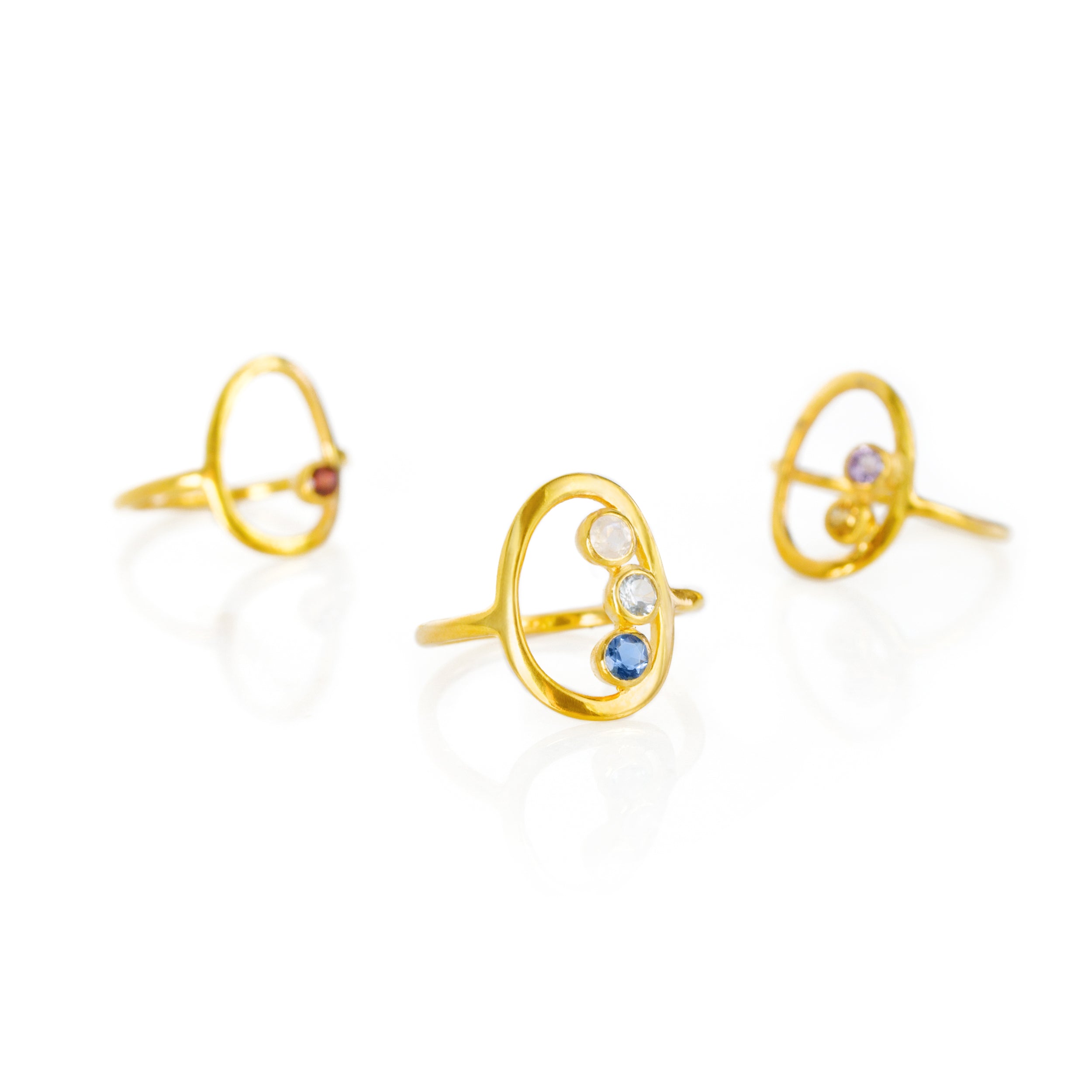 Custom Birthstone Open Oval Ring