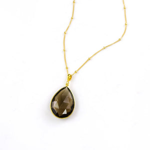 Large Natural Teardrop Necklace, Vermeil Gold or Sterling Silver bezel -  Danique Jewelry
