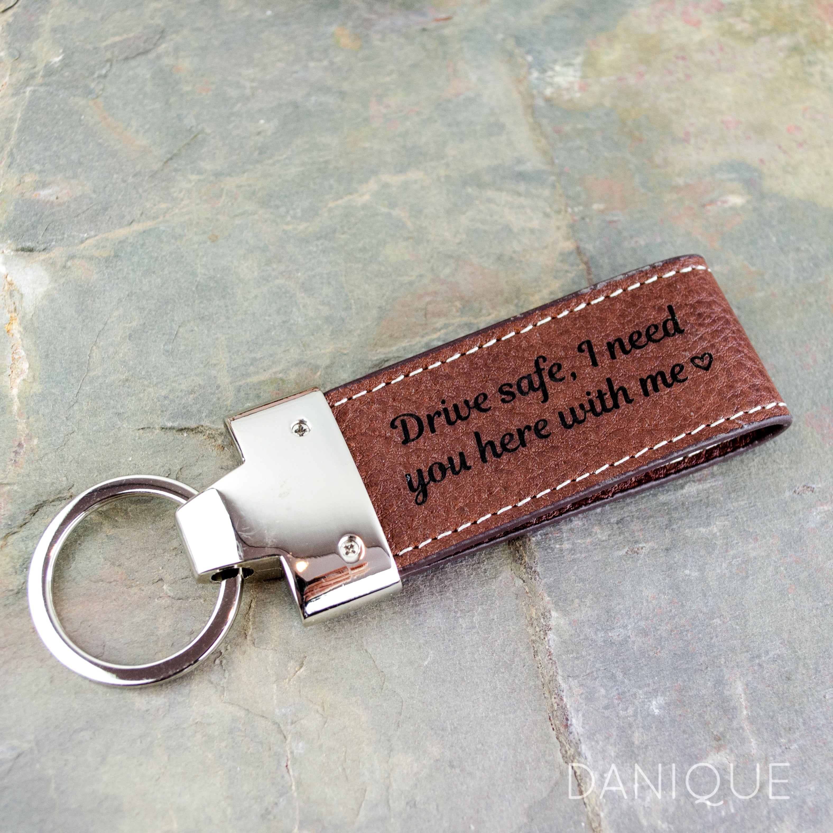 Classic Leather Keychain, Deep Red