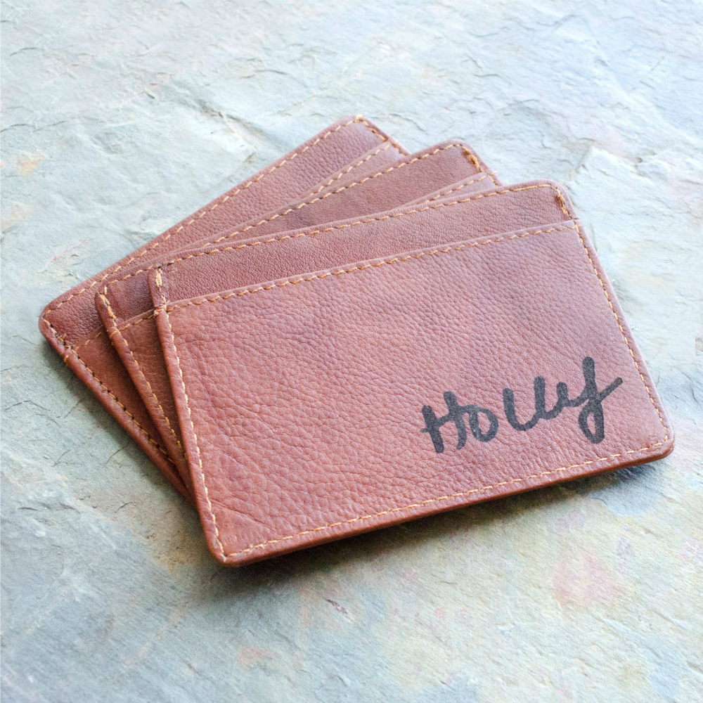 Personalised Slim Leather Card Holder Wallet