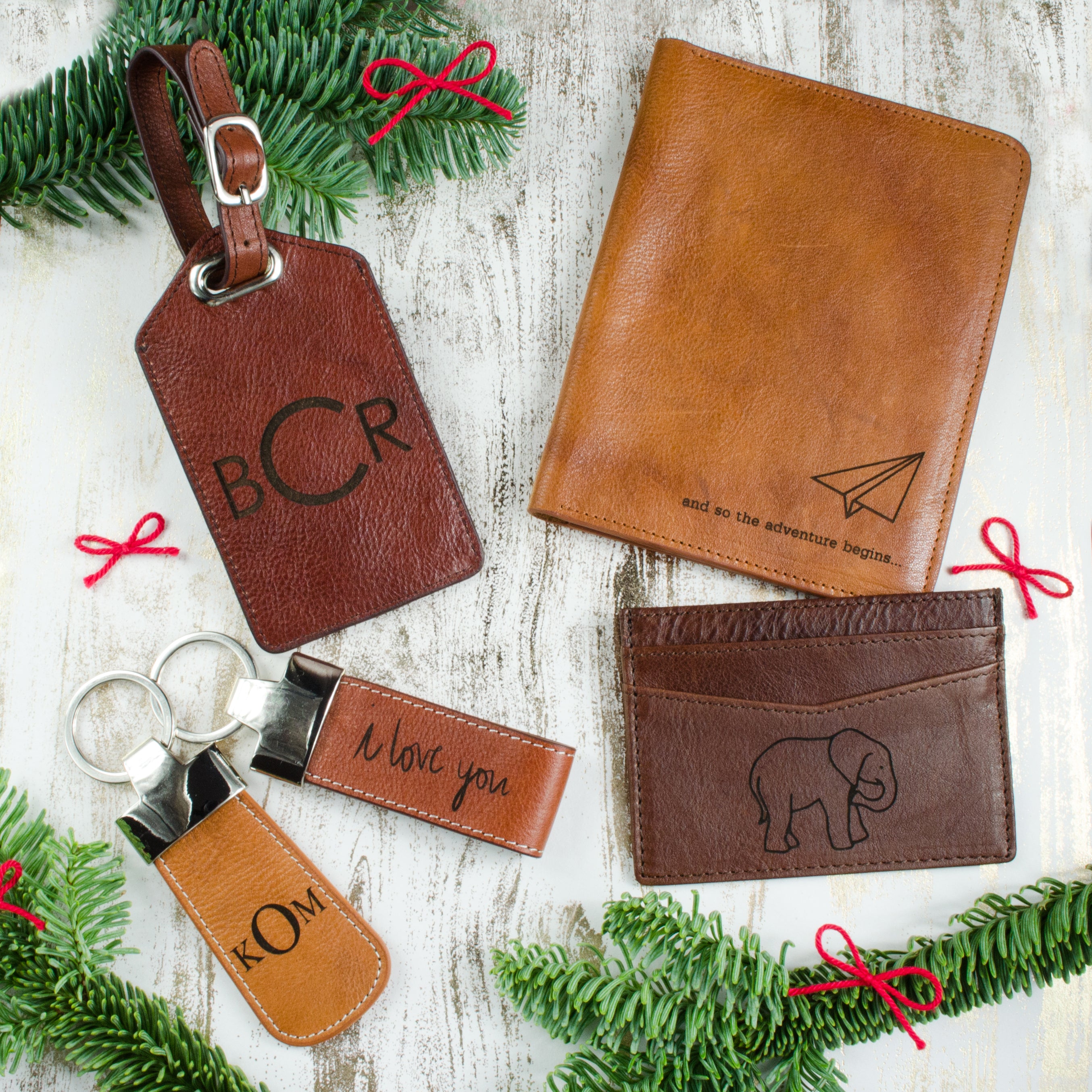 MONOGRAMMED Leather Travel Wallet Personalized Passport Cover -  Denmark
