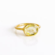 Lemon Quartz Oval Bezel Set Ring