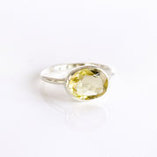 Lemon Quartz Oval Bezel Set Ring