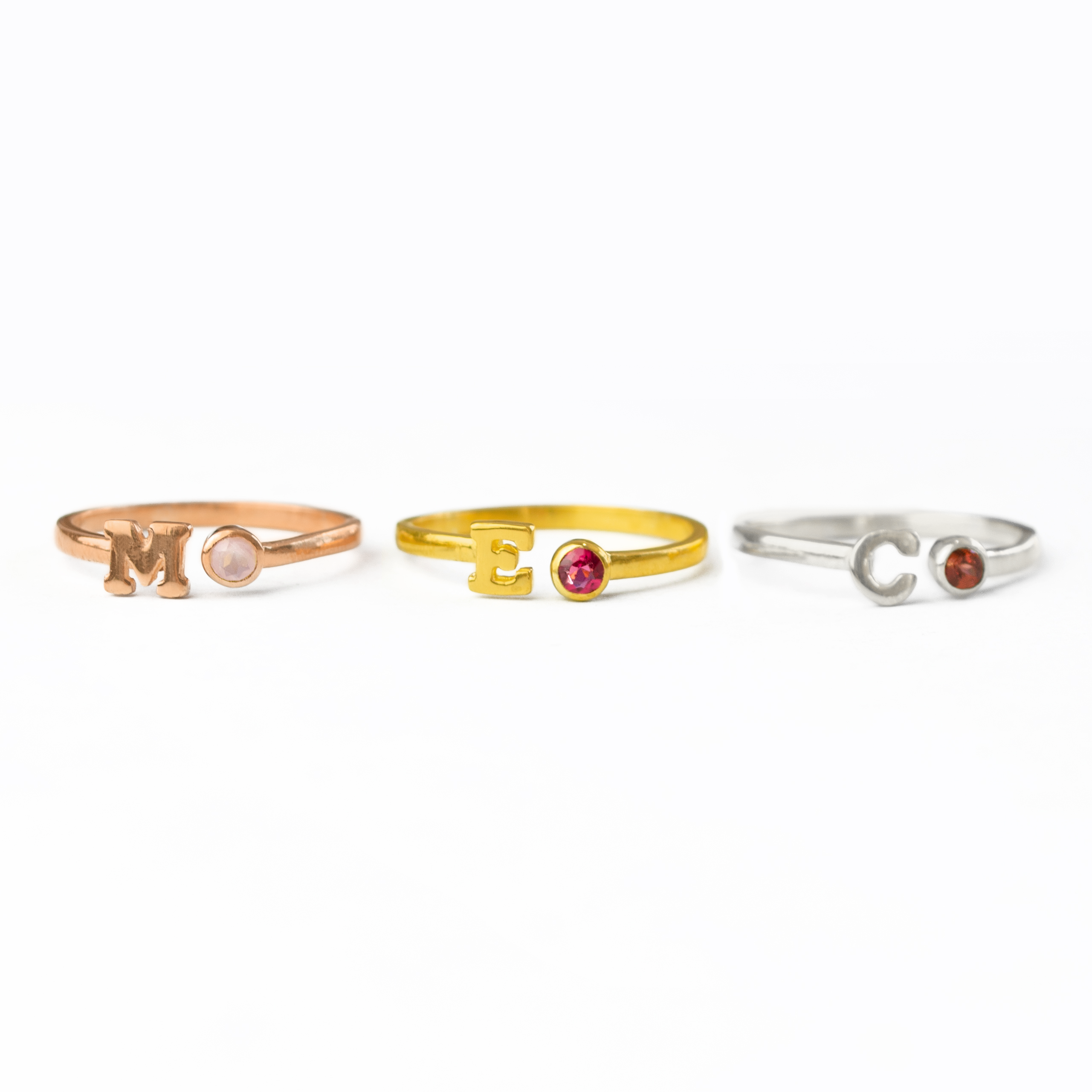 Custom Initial & Birthstone Ring