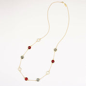 Long Garnet, Labradorite, Opalite bezel station necklace