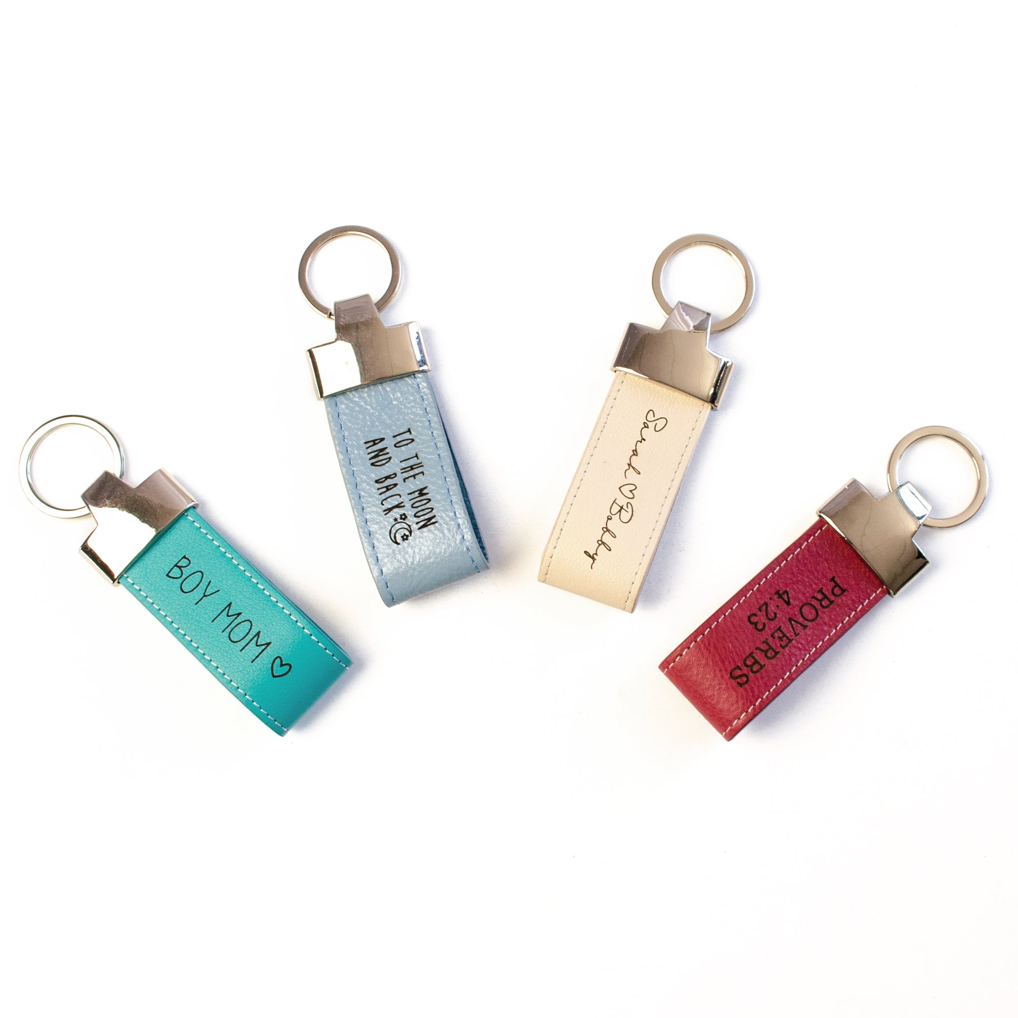 Loop Charm Keychains Personalized Large Leather Keychain Loops | Custom Engraved Keychain ...
