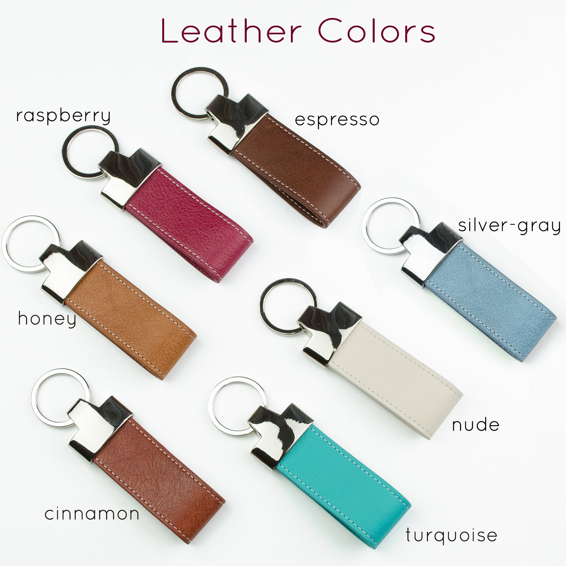 Danique Jewelry Personalized Large Leather Keychain Loops | Custom Engraved Keychain
