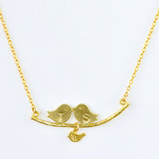 Personalized Family Lovebirds on a branch baby bird charms necklace