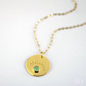 June Engraved Disk Pendant Necklace