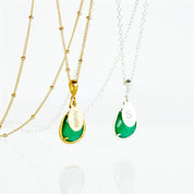 May Birthstone & Name Necklace : Green Onyx