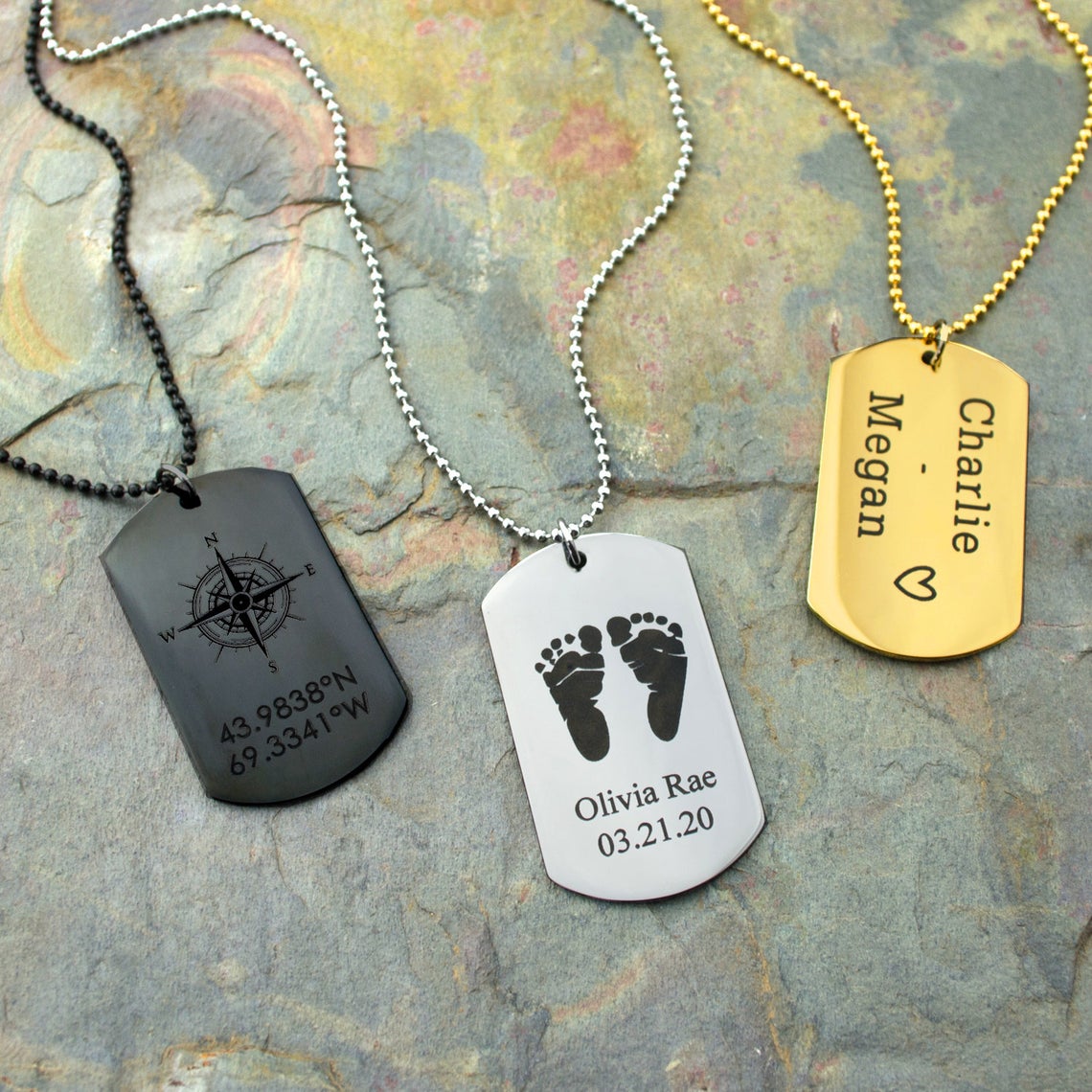 Custom engraved deals dog tag necklace