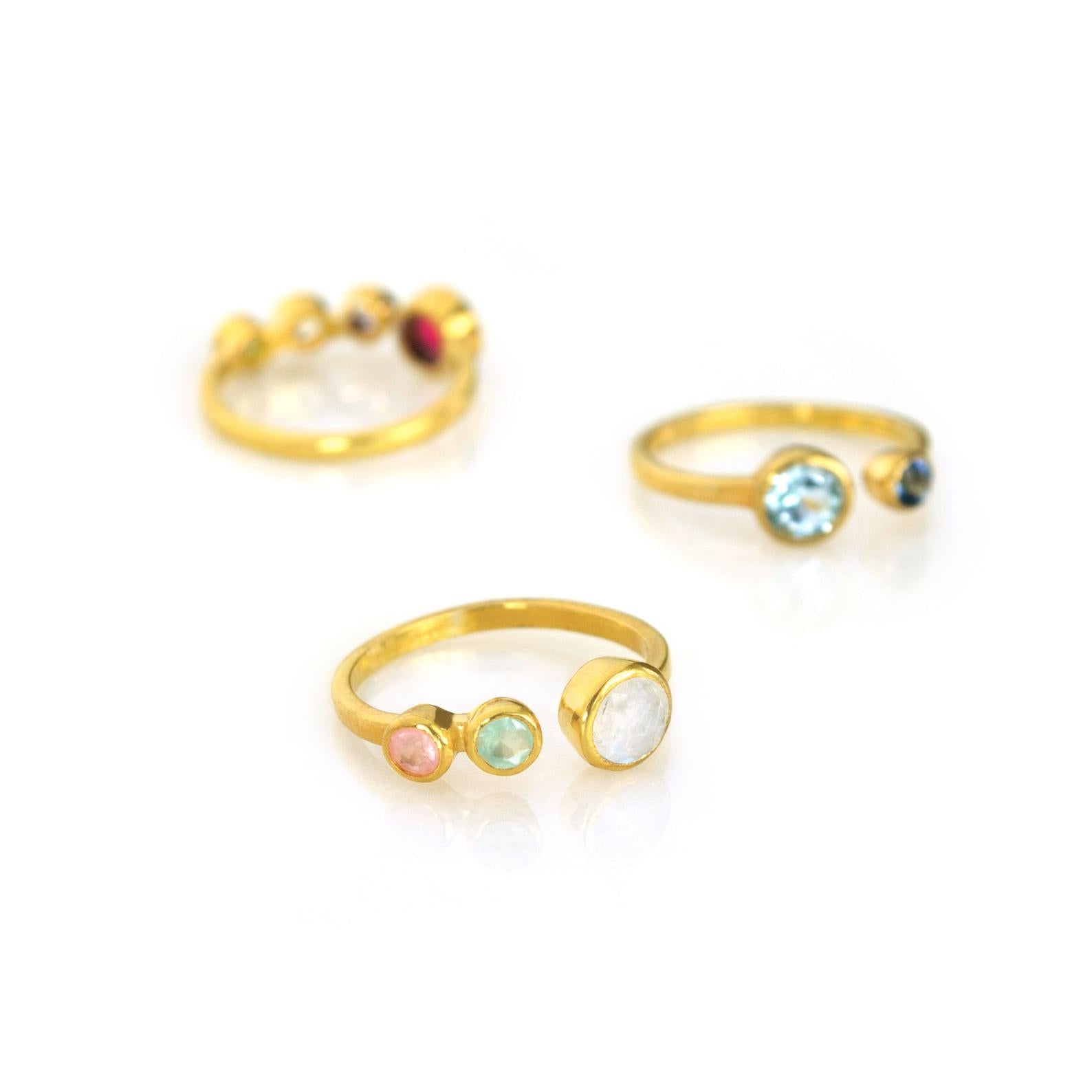 Multi Birthstone Adjustable Ring - Mom of Two Kids