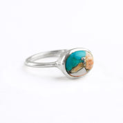 sterling silver sterling silver Oval mohave copper turquoise rings rose gold jewelry, december birthstone ring, blue purple gemstone, Bezel set, Sterling silver or gold, faceted ring, december gift