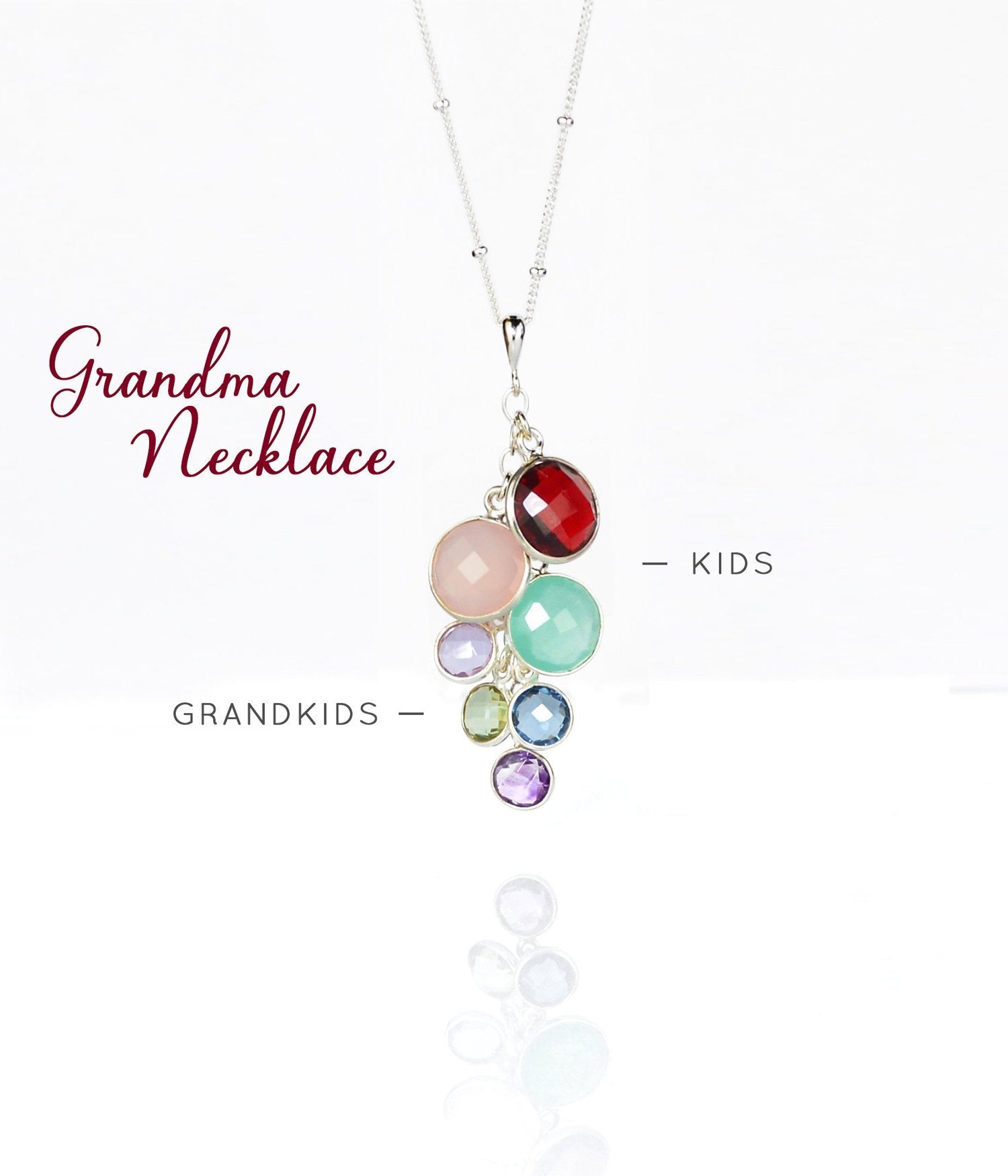 Amazon.com: Personalized Grandma Necklace - Custom Birthstone Charm Colors  - Engraved Disc - Grandmothers Christmas Gift - Mother's Day Gift - in  Sterling Silver : Handmade Products